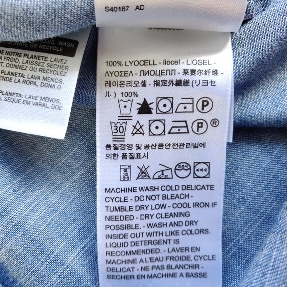 Levi's Denim Chambray Shirt Tencel Ruffle Collar - Picture 8 of 8